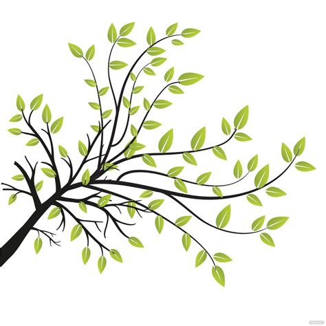 Tree Branch Vector With Leaves