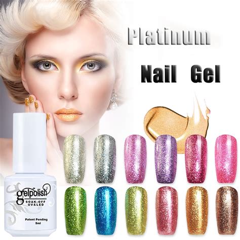 5ml Platinum Gel Nail Polish Colors Soak Off Uv Gel Polish 12 Colors Popular Metal Nail Art