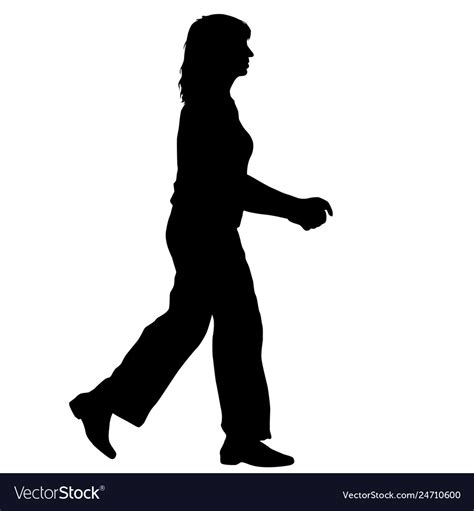 Black Silhouette Woman Standing People On White Vector Image