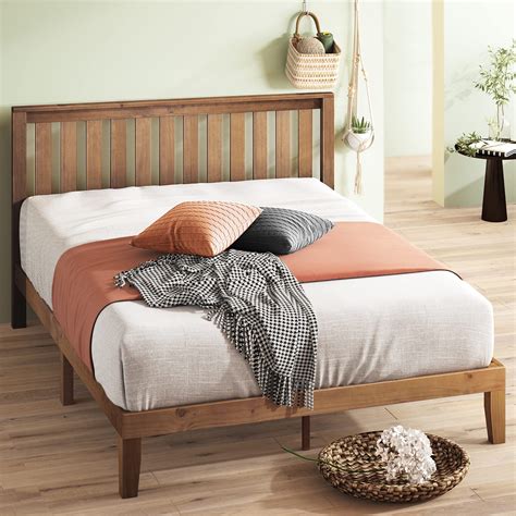 Zinus Alexia Wood Platform Bed Frame With Headboard Solid Wood