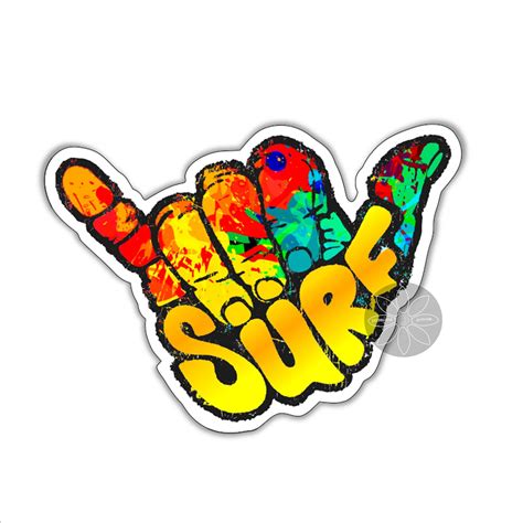 Shaka Hand Surf Hang Loose Surfing Colorful Vinyl Sticker For Etsy