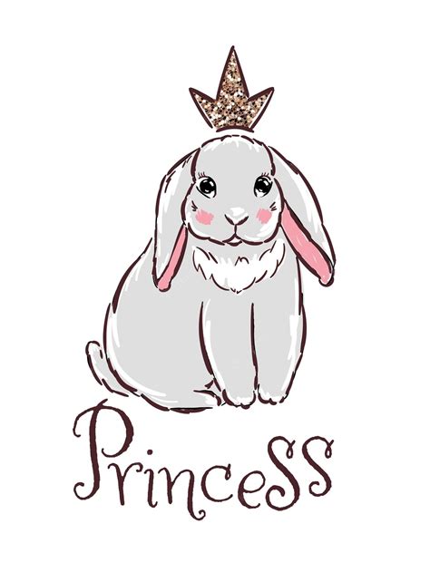 Premium Vector Cute Bunny Girl With Crown Little Princess Vector