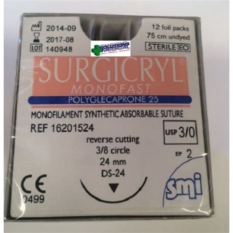 Sutures Box 12 Size 30 Usp Monofilament Synthetic Absorbable