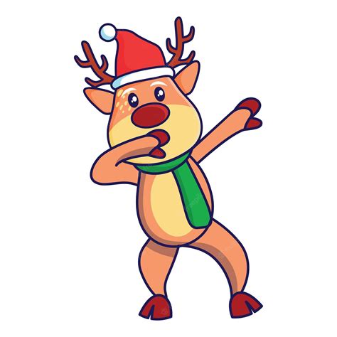 Premium Vector Cute Christmas Reindeer Illustration With White Isolated Background