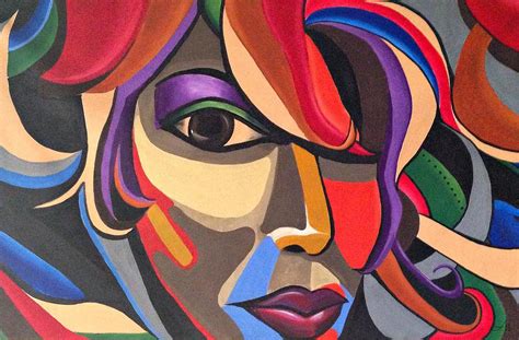 Colorful Abstract Woman Face Art Acrylic Painting 3d