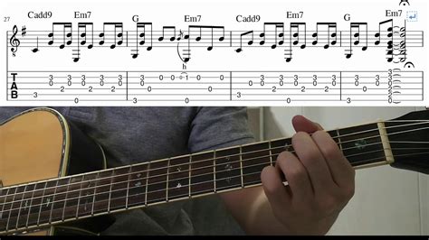 Wonderwall Oasis Easy Fingerstyle Guitar Playthough Tutorial Lesson
