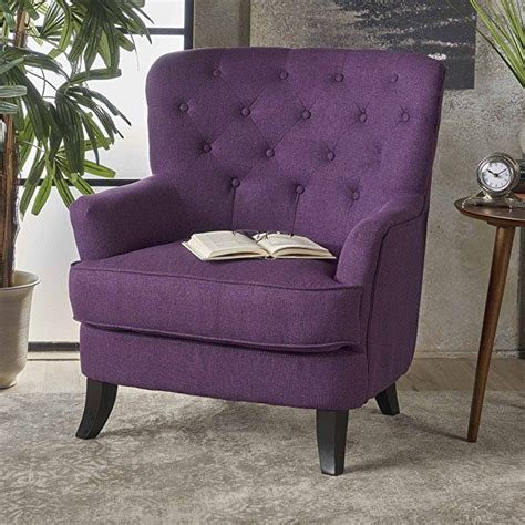 Light purple in color, compliments most existing decor. Annelia | Button-Tufted Fabric Club Chair | in Purple ...