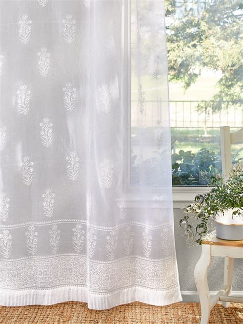 Floral White Sheer Curtain Panel India White Sheer Curtains Sheer