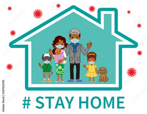 Stay At Home Sign Vector Illustration On White Background Stock Clip Art Library