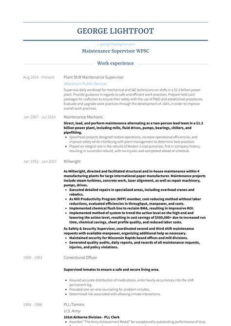 Maintenance supervisor job description, free pdf sample: Maintenance Supervisor - Resume Samples and Templates | VisualCV