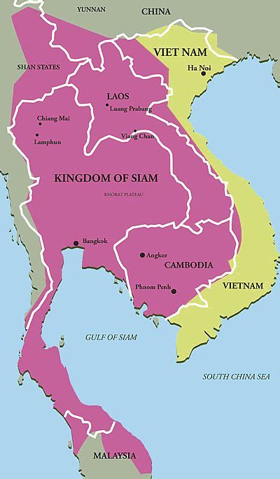 A Map Showing The Kingdom Of Siam
