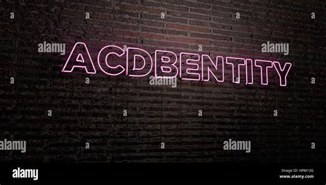 Acdbentity Realistic Neon Sign On Brick Wall Background 3d Rendered