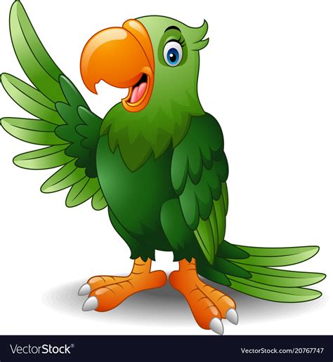 Cartoon Green Parrot Waving Royalty Free Vector Image