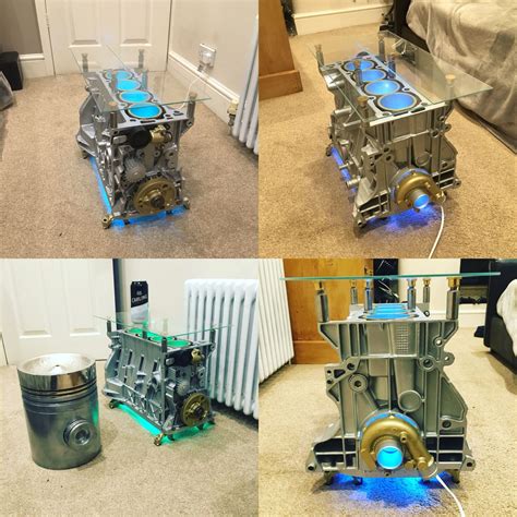 Home Made Turbo Engine Coffee Table And Piston Stool Car Part