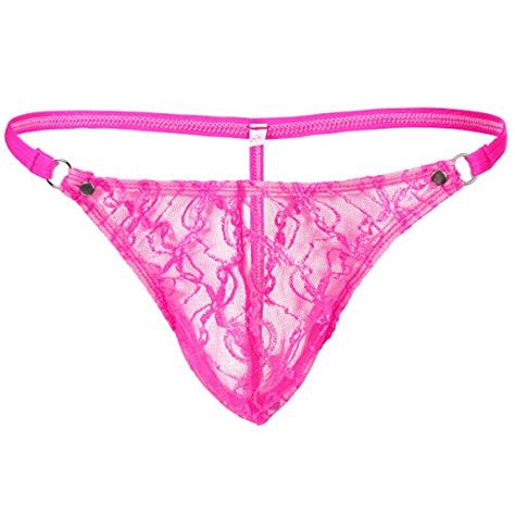 Underwear Mens Lace Floral Mesh Bikini Underwear Translucent T Back
