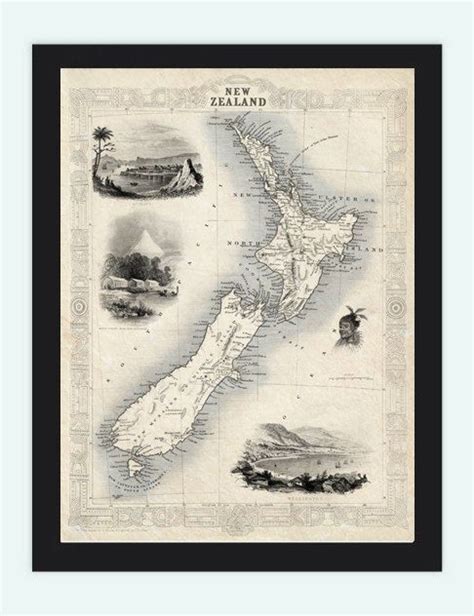 Vintage Map Of New Zealand Old Map 1851 Vintage Maps And Prints