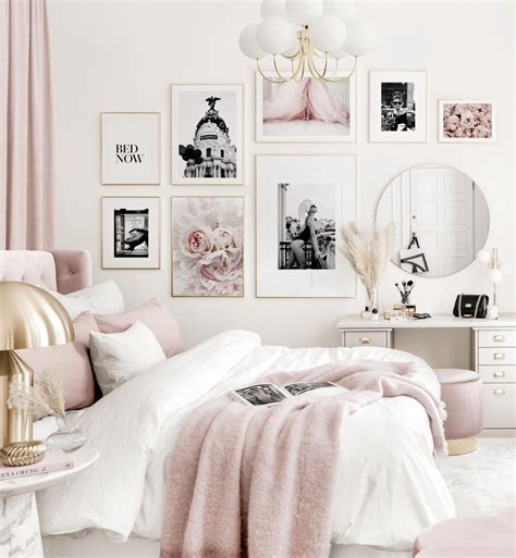 Weitere ideen zu zimmer, zimmer deko ideen, schlafzimmer. Elegante Bilderwand rosa-weißes Schlafzimmer schwarz-weiß ...