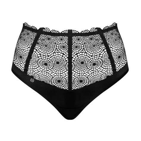 Seductive Lace High Waist Panty Obsessive Sharlotte Black 9607 Lingerie — Lavinia Lingerie