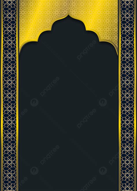 Eid Al Fitr Ramadan Mubarak Islamic Border Golden Black Background