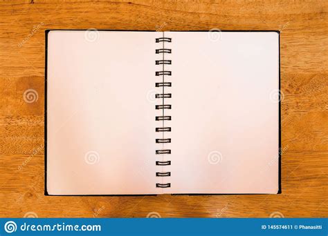 Vintage Blank Open Notebook Style On Wooden Background Note Book On