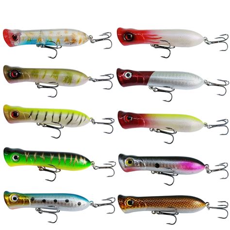 10 Pieces Floating Popper Fishing Lure Top Water Baits 8cm115g