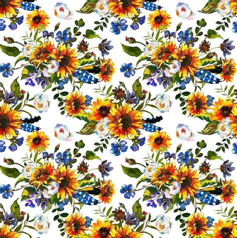 Sunflower fabric,Floral fabric, flower fabric, cotton fabric, knit fabric, fabric by the yard ...