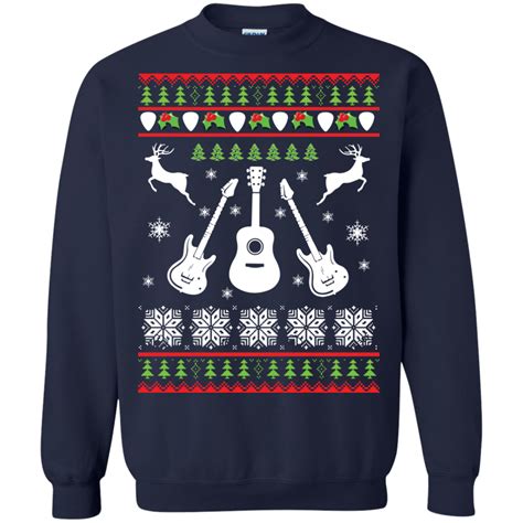 guitar christmas sweater hoodie long sleeve