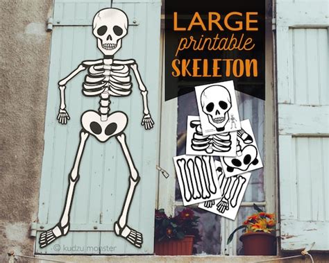 Large Multi Page Printable Skeleton Halloween Door Or Window Decor Cute