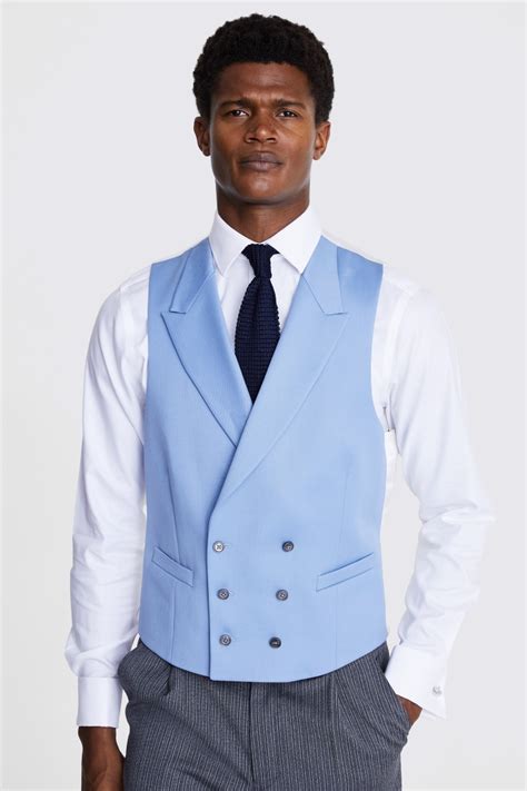 Tailored Fit Sky Waistcoat Buy Online At Moss