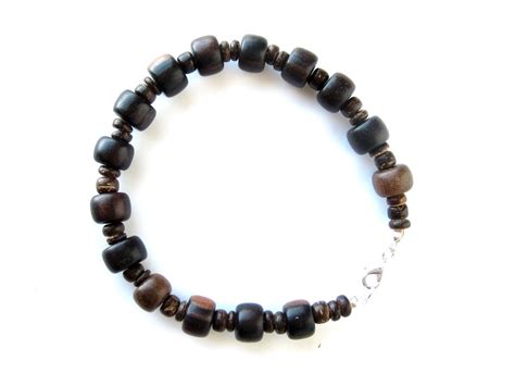 Wood Bead Bracelet For Men Mens Jewelry Wooden Stutter Etsy