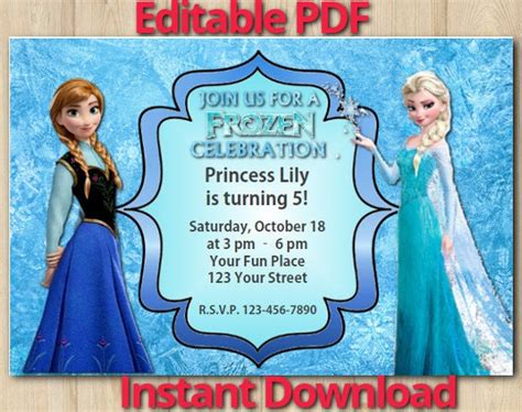 Frozen 2 Birthday Invitations Editable Printable