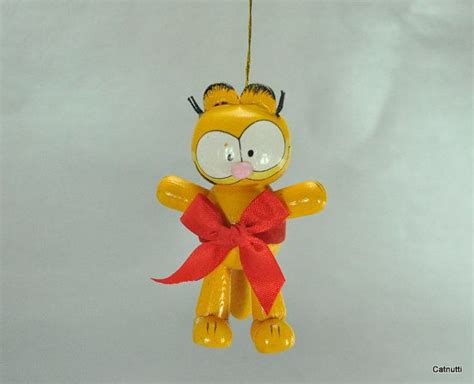 Garfield The Cat Christmas Ornaments Wood Painted Set Of 2 Etsy Cat