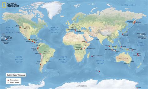 Volcanoes Around The World Map Map Vector