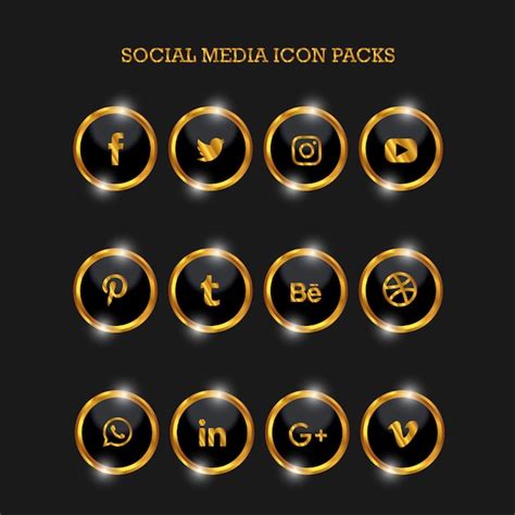 Premium Vector Social Media Icon Packs Circle Gold