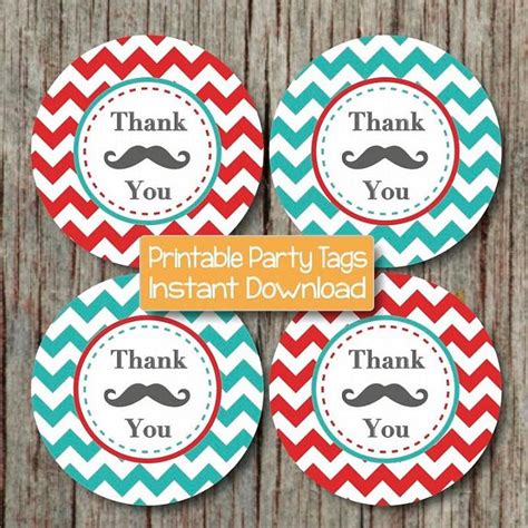 Thank your guests with a small gift. Party Favor Tags Mustache Thank You by ...