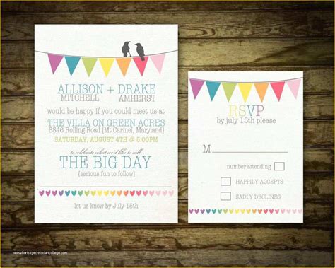 Rainbow Wedding Invitation Templates Free Of Rustic Wedding Invitation Printable Set Rainbow