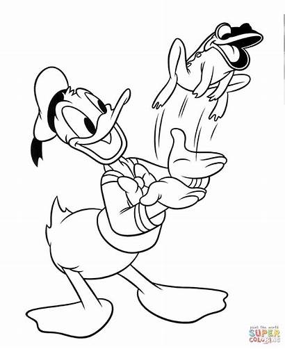 Duck Donald Coloring Frog Pages Printable Jumping