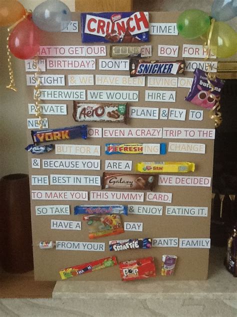 Candy Bar Birthday Card Using English Chocolate And Sweets Candy Bar
