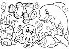 Underwater Life Ocean Coloring page Printable