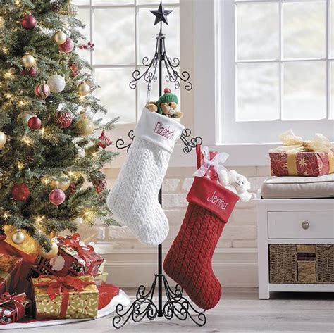 Home Kitchen Seasonal Décor Tall Metal Christmas Stocking Holder Stand Black by Improvement