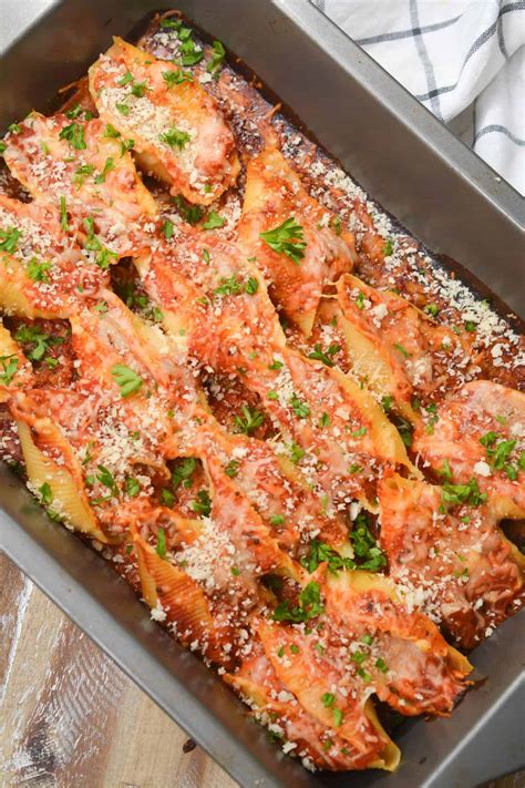 Chicken Parmesan Stuffed Shells Cheekykitchen