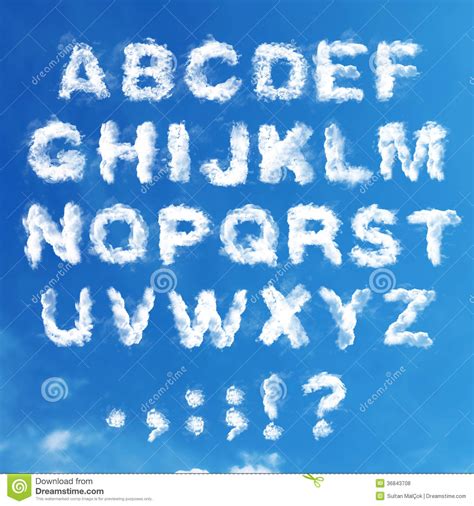 Set The English Alphabet From Clouds Royalty Free Stock Photos