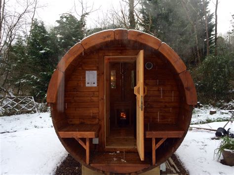 4m Wooden Barrel Sauna With Harvia M3 Log Burning Heater