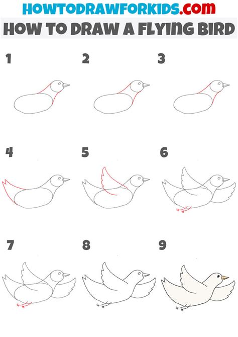 How To Draw A Flying Bird Easy Drawing Tutorial For Kids