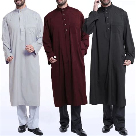 Incerun Men Jubba Thobe Robe Kaftan Dress Long Sleeve Muslim Islamic Thobe Clothing Saudi Arab