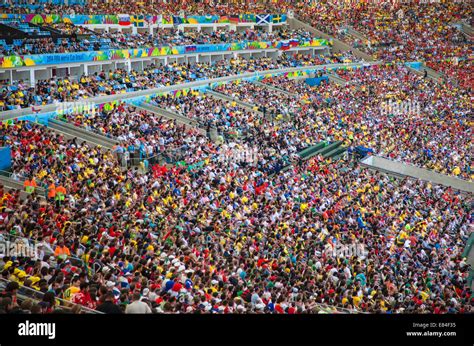 Football Fans At World Cup Football Match At Maracana Stadium Rio De