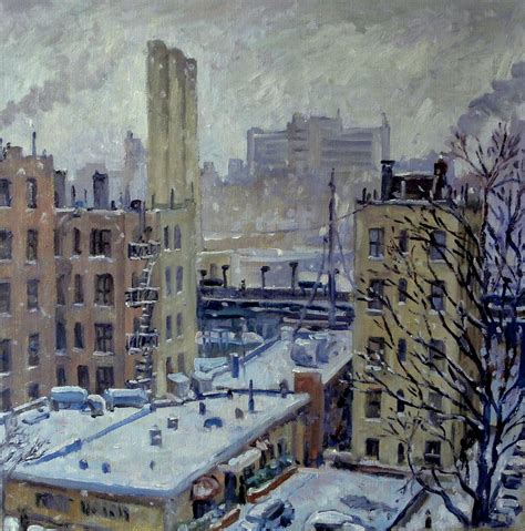 Snow At Dusk New York City Painting By Thor Wickstrom
