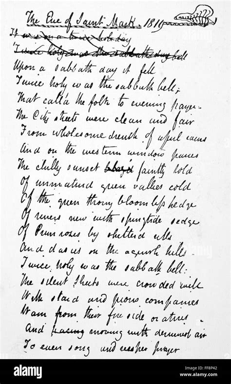 John Keats 1795 1821 Nenglish Poet A Portion Of The Holograph