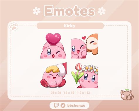 Love 4 Pack Kirby Twitch Discord Emotes Twitch Graphics Etsy