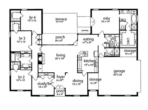 4 bedroom floor plans, house plans, blueprints & designs as lifestyles become busier for established families with older children, they may be ready to move up to a four bedroom home. floor plan 5 bedrooms single story | Five Bedroom Tudor ...